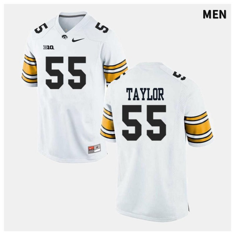 Men's Iowa Hawkeyes NCAA #55 Kyle Taylor White Authentic Nike Alumni Stitched College Football Jersey PJ34S04MN